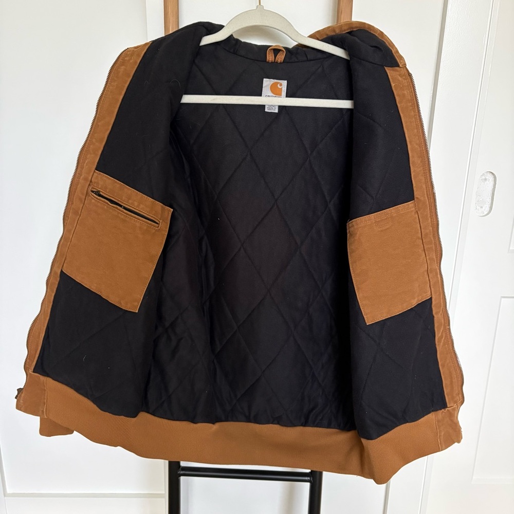 Vintage Carhartt Women's WJ130 211 Large 12/14 Brown Duck Hooded Fleece Full Zip - Picture 2 of 13